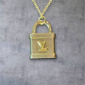 Upcycled Gold Padlock Pendant Necklace